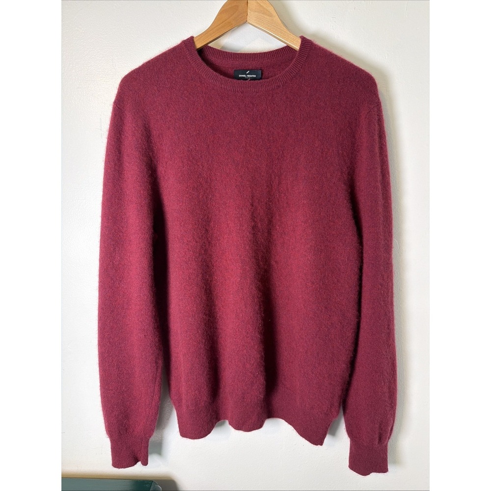 Daniel Hechter Paris 100% 2Ply Cashmere Burgundy Crewneck Mens Sweater Sz L Prep